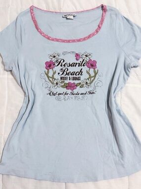 Self Esteem Y2K blue & pink rosarito beach graphic tee